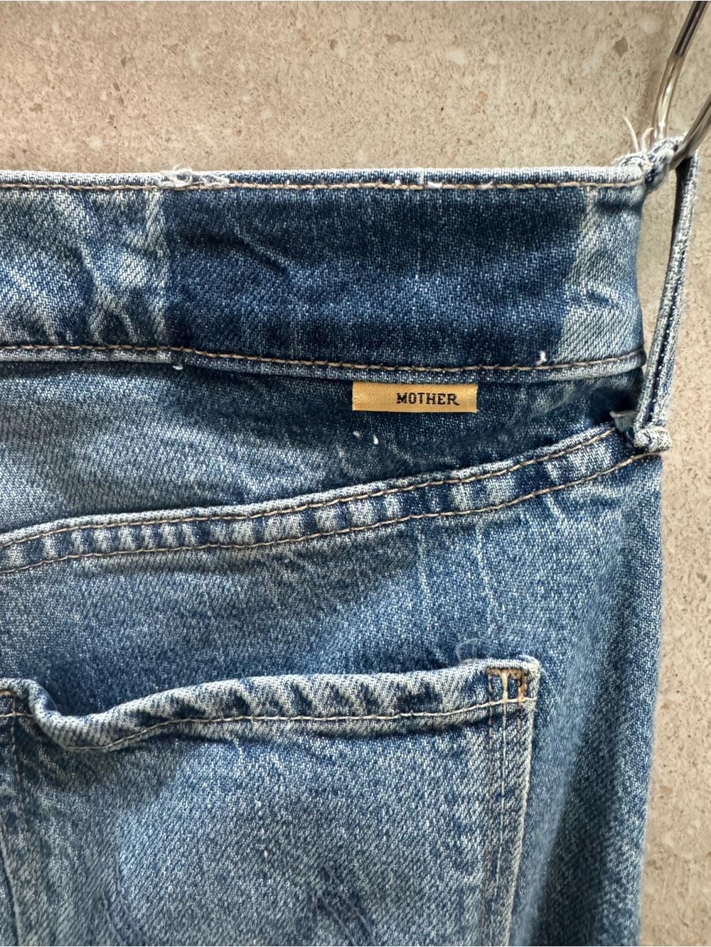 MOTHER Cropped High-Rise Light Blue Washed Jeans - Picture 3 of 6